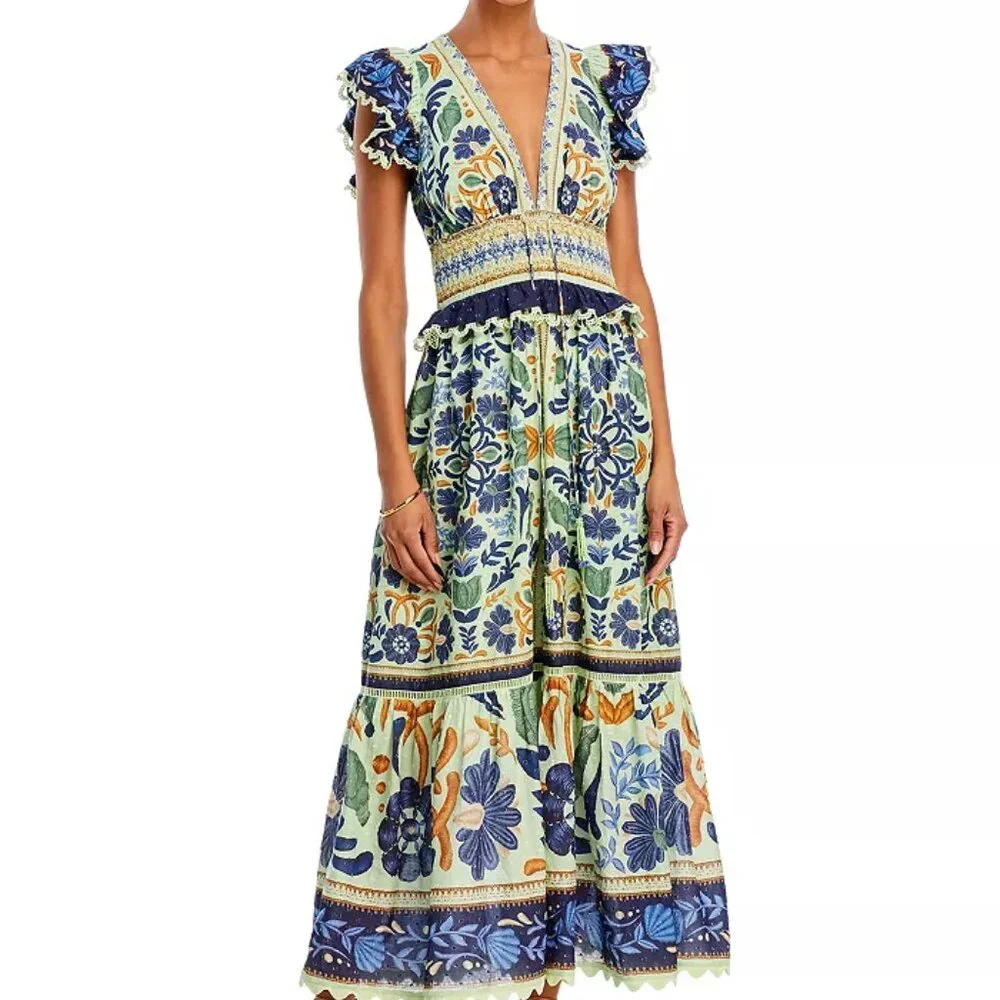 FARM Rio Ocean Tapestry Maxi Dress Size Small - Picture 1 of 16